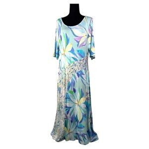 Soft Surrounding Stella Dress Painterly Blue Flora Maxi Dress Size XL